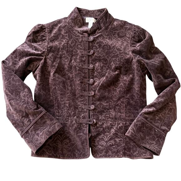 Velvet Burnout DarkAcademia Romance Victorian  12 Burgundy Mandarin Collar Goth - Picture 5 of 9